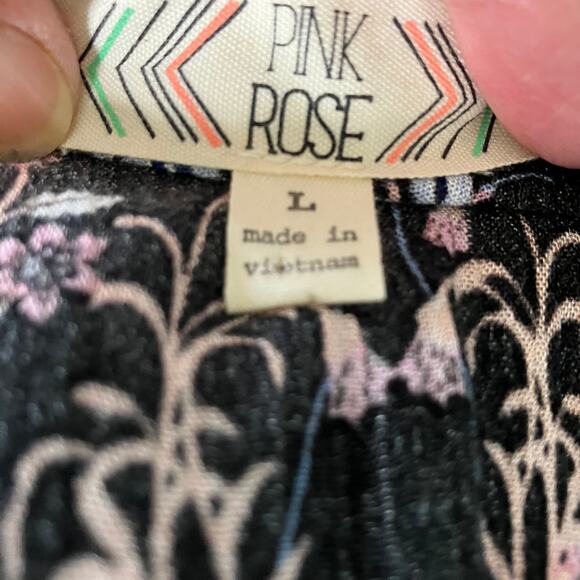 Pink Rose Maxi Dress Women’s SZ L Spaghetti Strap Keyhole Wrap Top Floral Print - Picture 5 of 6